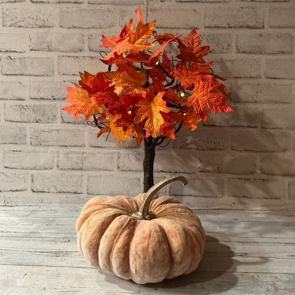 THE FARMHOUSE BY RACHEL ASHWELL Flocked Pumpkin Decor - Picture 1 of 5
